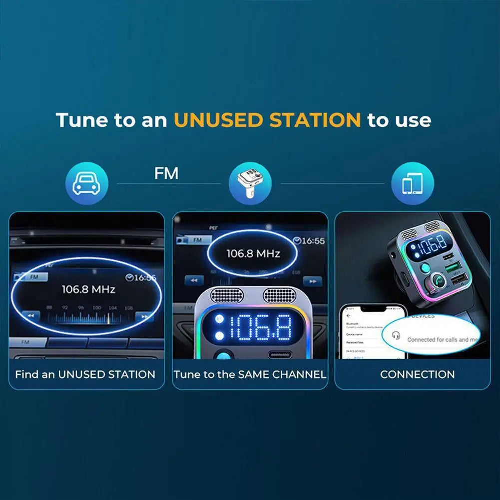 Bluetooth car charger with built-in FM radio transmitter