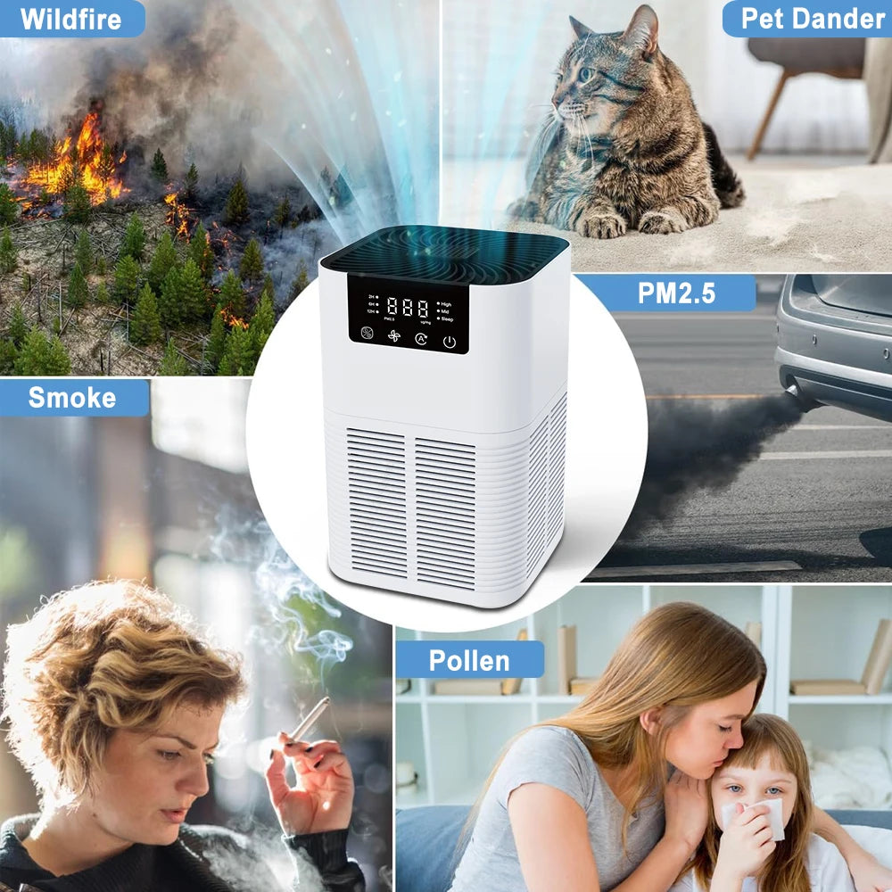 White mini air purifier ideal for home and pet areas