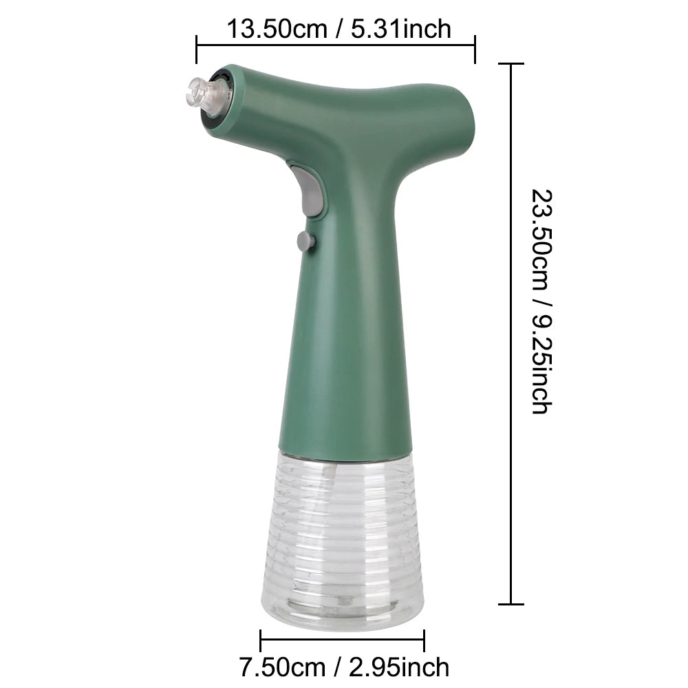 USB rechargeable olive oil spray bottle in hand